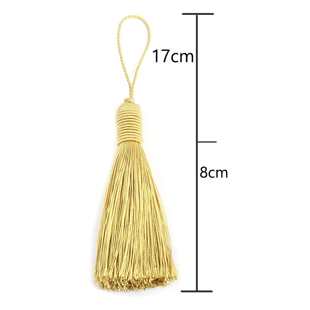 pompons décoratifs tissés dorés opaques 17cm rideaux vêtements artisanal 12 pièces
