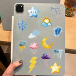 autocollants multicolores dessins animés nuages arc ciel étoiles foudre neige pluie cartoon enfantin adhésifs