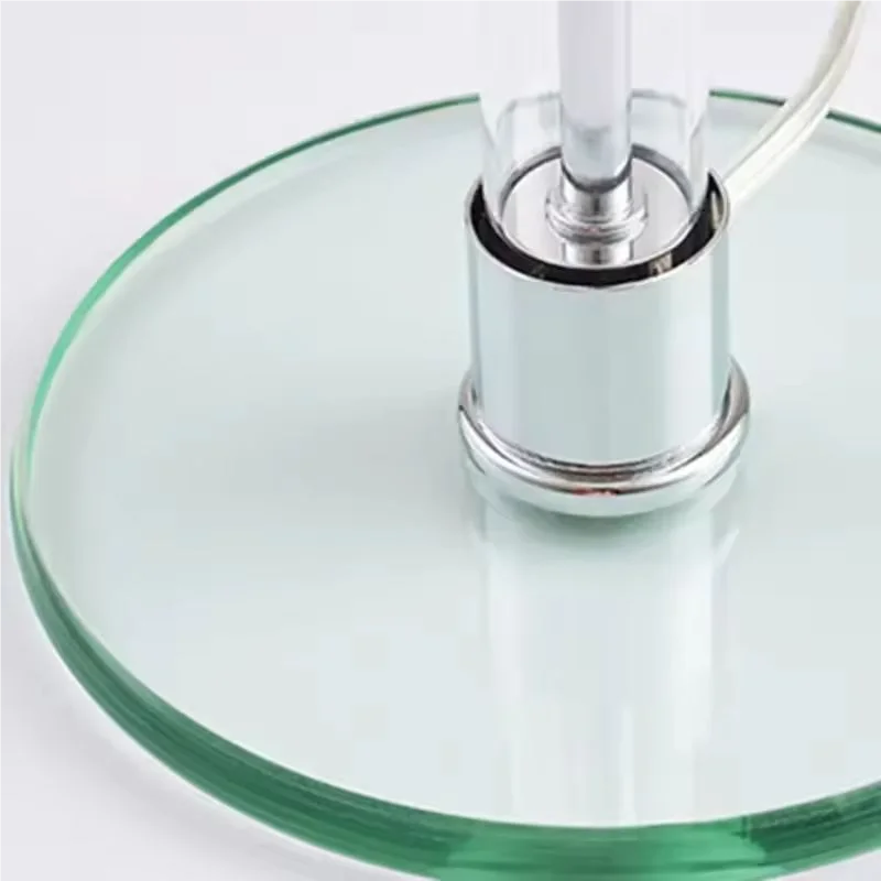 lampe table moderne blanc chrome vert translucide semi transparent interrupteur levier