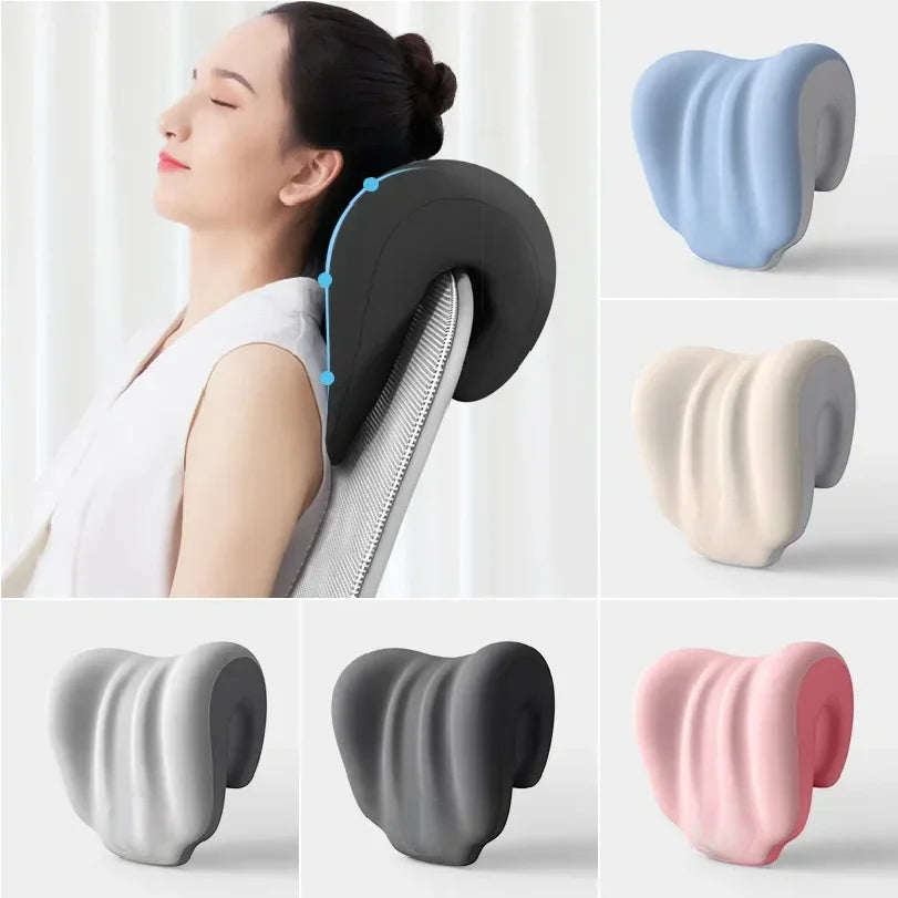 coussin repos ergonomique mousse mémoire forme concave bleu clair gris contemporain soutien cou cervical