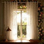 rideau fleur brodé transparent classique polyester blanc chambre mariage decoration
