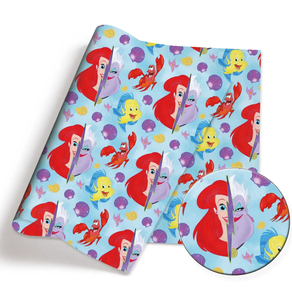 tissu patchwork disney aurora ariel cendrillon mickey bleu vert rose blanc coton 140x50cm