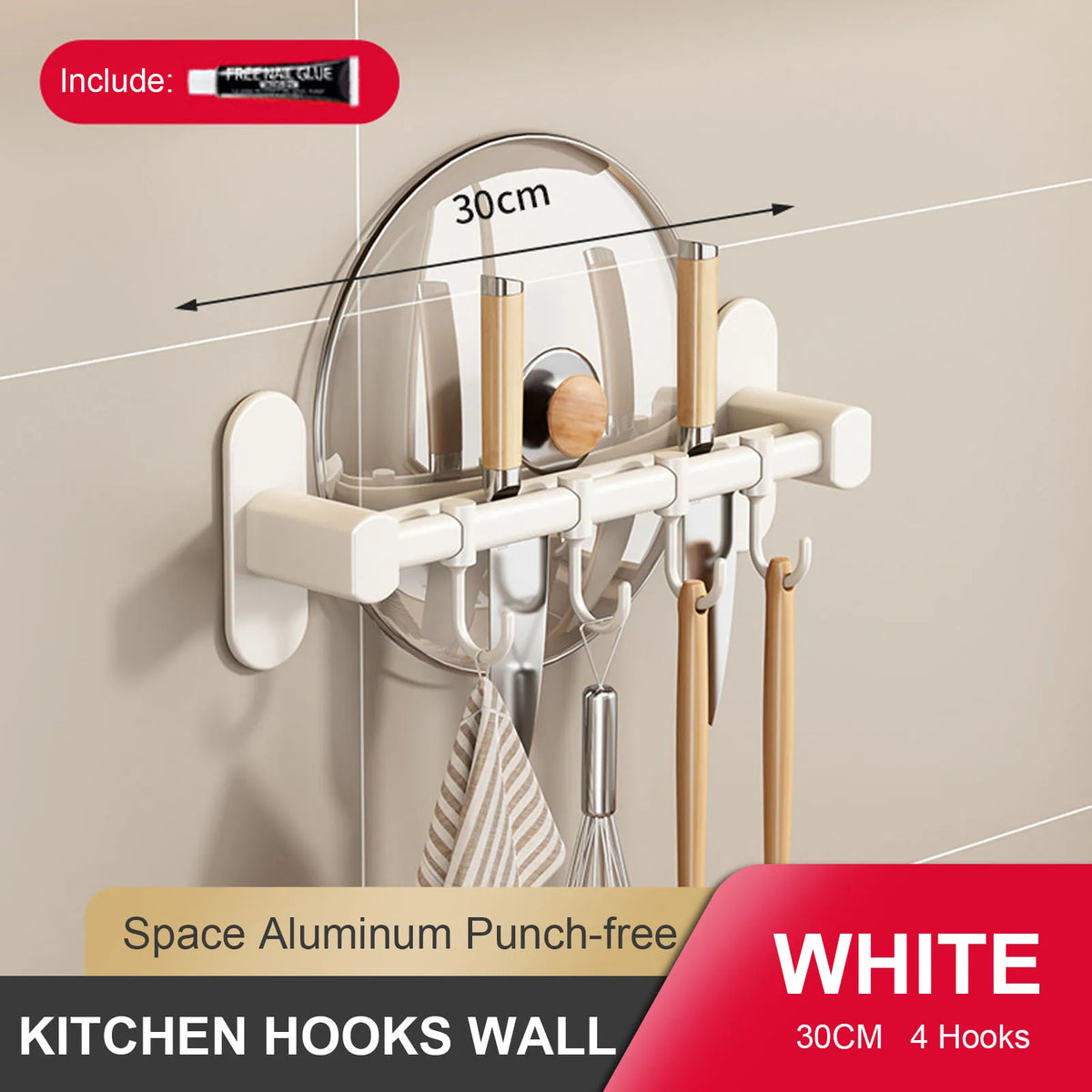 porte couteaux adhésif moderne sac main cuillères cuisine rangement blanc couteaux pinceaux pot grille