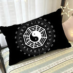 housse coussin yin yang symbole chinois noir minimaliste 100 polyester double face 30x30cm 40x40cm