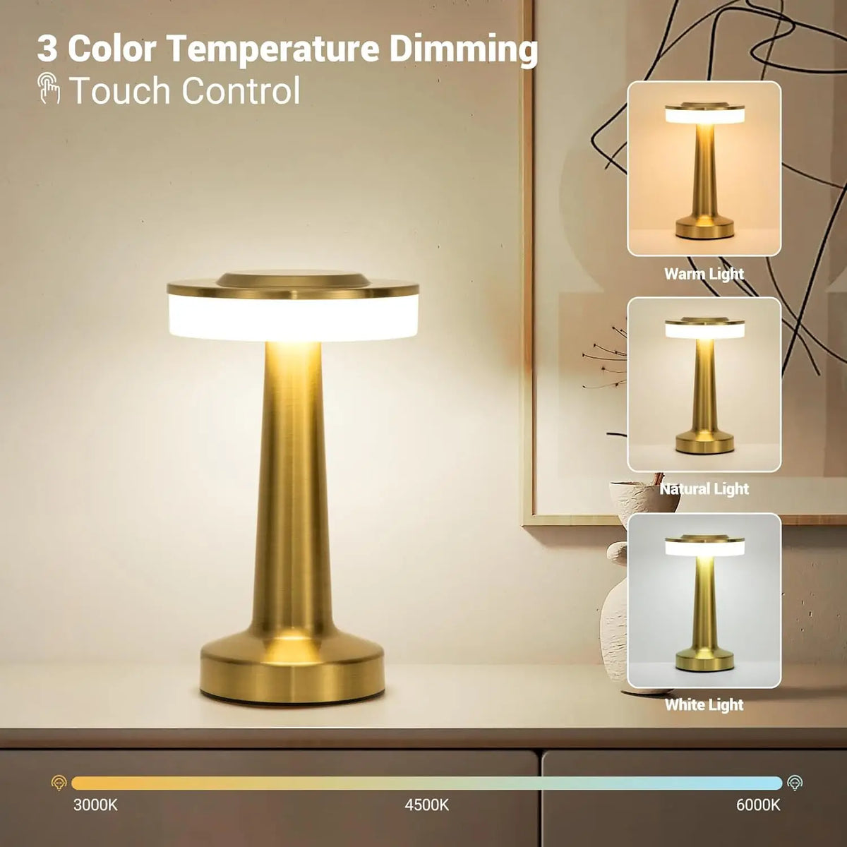 lampe table led or moderne rechargeable interrupteur tactile couleurs chambre veilleuse minimaliste