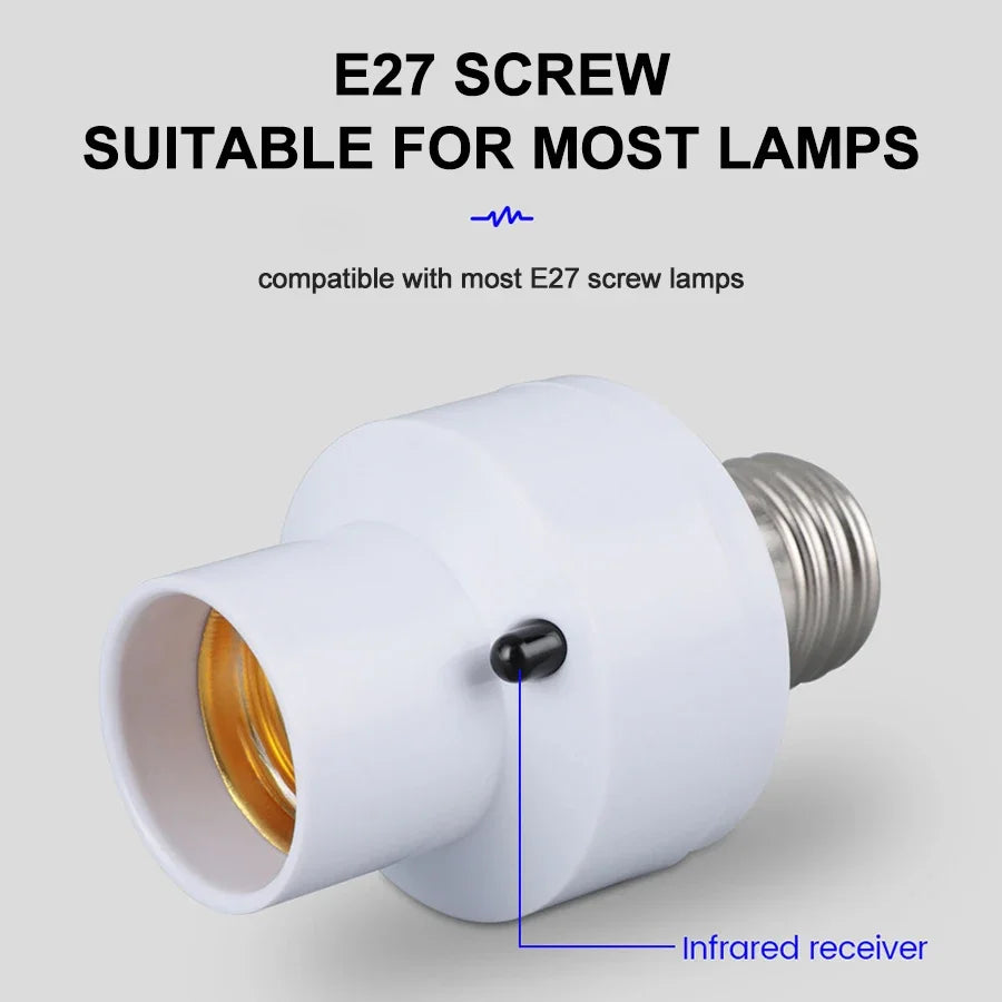 support lampe led intelligente infrarouge e27 moderne télécommande blanc métallique