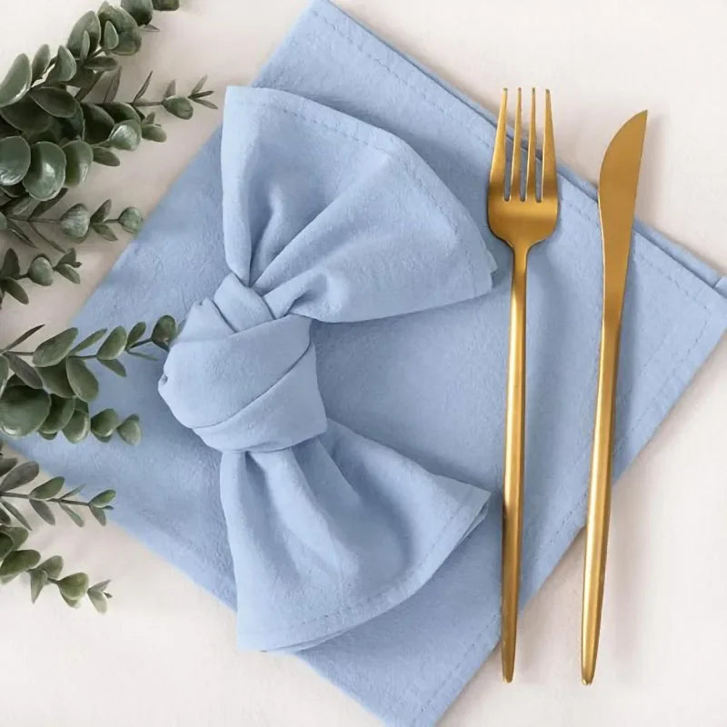 lot 70 serviettes pliées coton bleu clair rose pâle plissées clips métalliques classiques