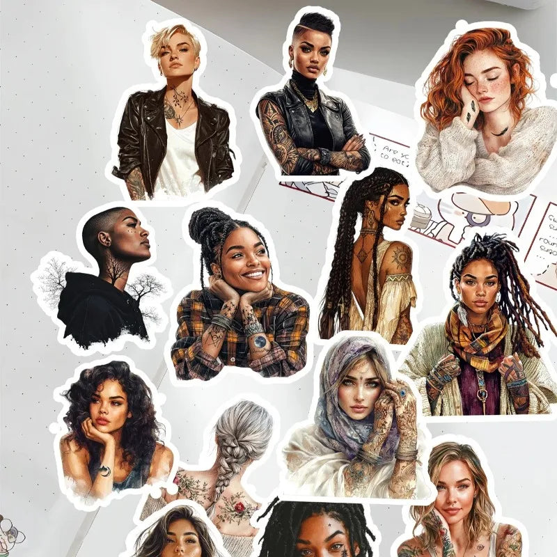stickers autocollants portraits tatouages différentes couleurs peau cheveux vêtements scrapbooking téléphone photo album