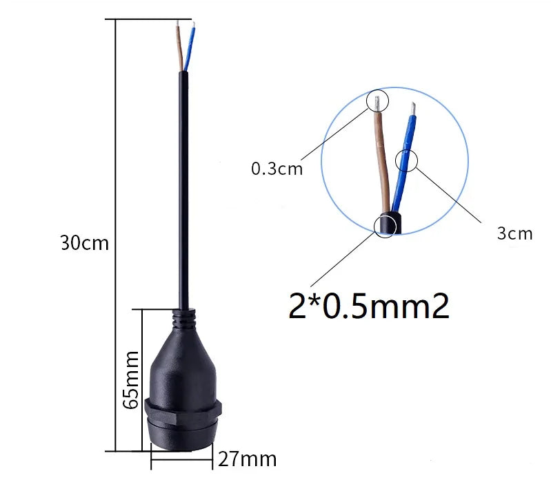 guirlande lumineuse led ampoule suspendue noire moderne étanche e27 30cm 50cm