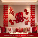 décoration murale mariage rouge traditionnelle chinoise dragons phénix motifs floraux
