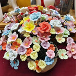 fleurs artificielles céramique rouge jaune bleu rose blanches vertes modernes décoration intérieure mariage anniversaire