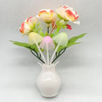 bouquet fleurs artificiel rose blanc feuilles vertes vase blanc moderne déco
