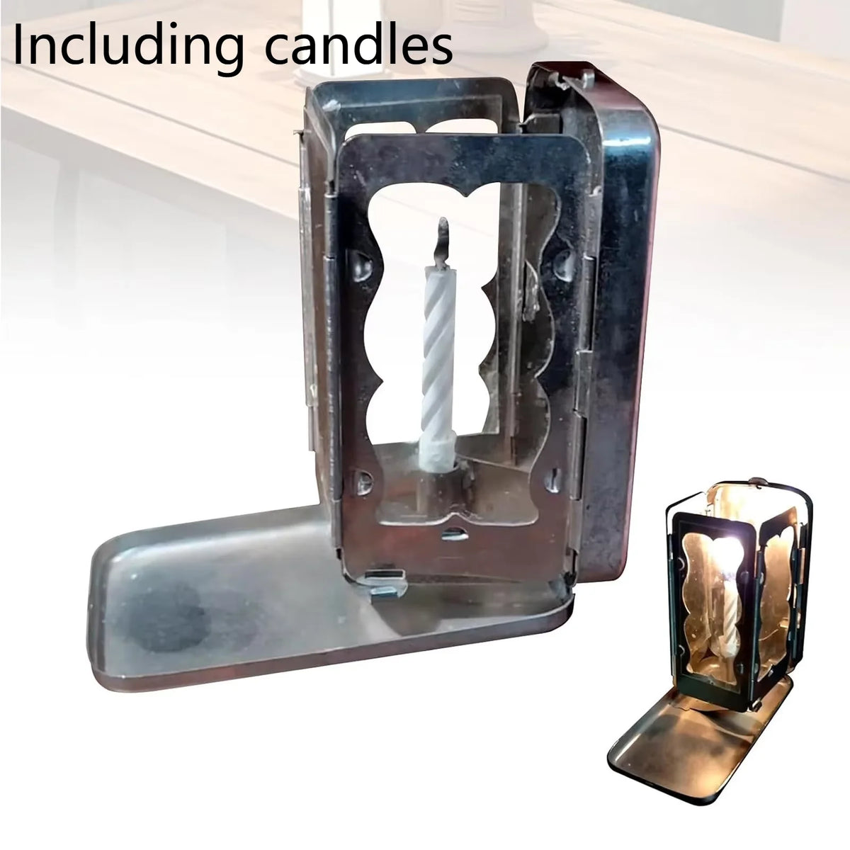 lanterne pliante métal argenté bougie vintage décoration intérieure chandelier classique