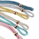 bracelets rideau moderne métal doré blanc rose bleu gris tissé fixations boules