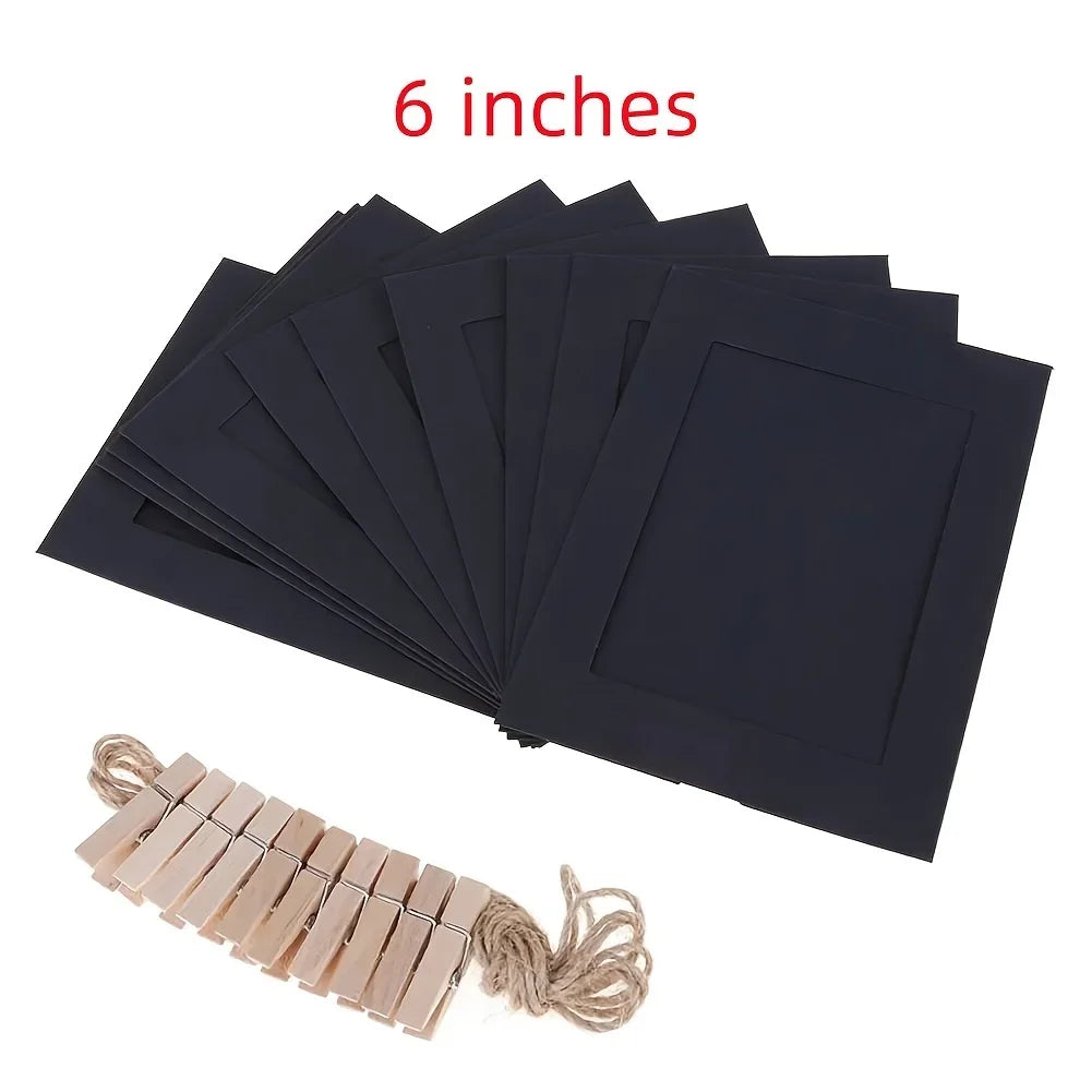 cadres photo cartonnés pinces bois décoration murale rustique chambre nuits différentes tailles couleurs
