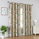 rideau pastoral fleurs papillons beige vert rouge opacité anti poussière réduction bruit fenêtre française
