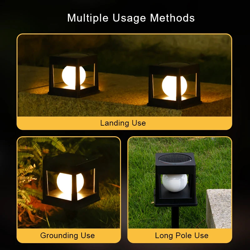 lampe solaire contemporaine noire ip65 plaque sol autonome led enterrée extérieure imperméable
