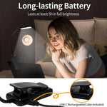 lampe lecture rechargeable led pince livre noir moderne couleurs usb cable court contrôle tactile