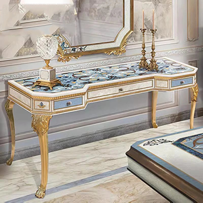 miroir console bois or ornements baroques meuble chambre coucher classique