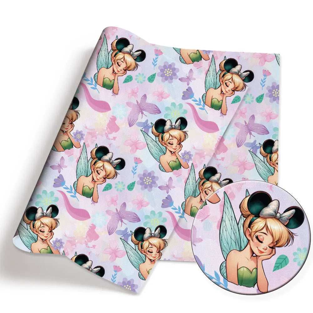 tissu coton patchwork personnages disney serviette enfant rose blanc vert bleu motif illustration colorée