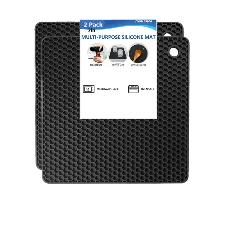 tapis protection cuisine silicone moderne hexagonal gris respectueux environnement 7in rond 7.08in carré