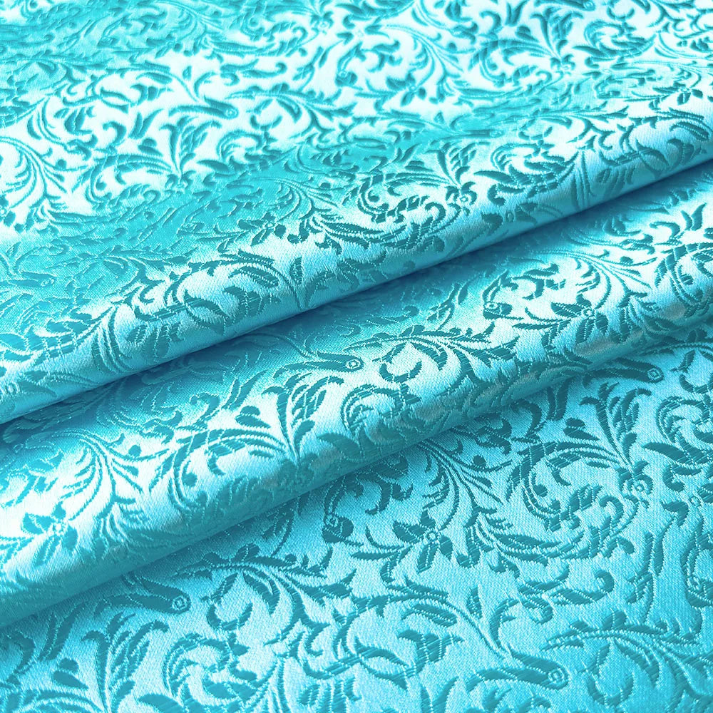 tissu brocart floral classique opac bleu royal violet jaune doré 50x75cm 75x75cm 150x75cm