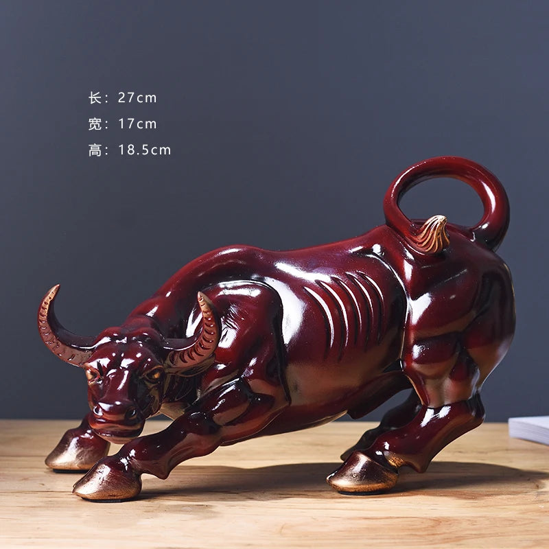 statuette taureau doré réaliste décoration maison occasionnellement cadeau anniversaire noël mariage