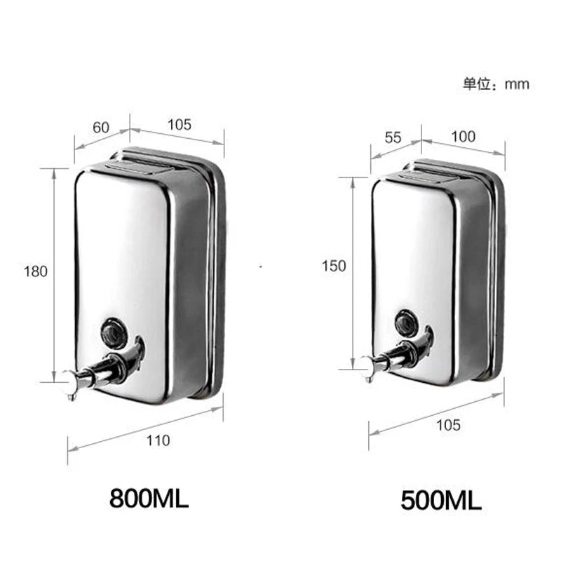 distributeur savon mural doré moderne élégant acier inoxydable lisse brillant fixation vis plaque protection