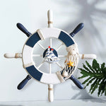 volant bateau bois blanc bleu marine decor nautique rayures filet peche oiseau boule etoile