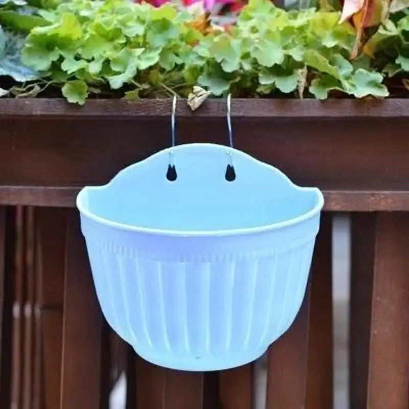 pots fleurs suspendus rayures verticales blanc jaune violet vert orange rose modernes crochets jardinage