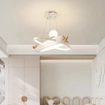 lampe suspendue avion forme moderne enfant blanche brun chaînes led salon chambre