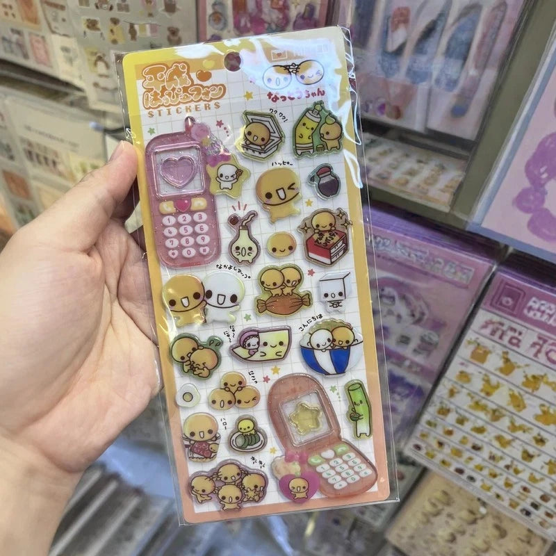 sticker kawaii 3d dessins animés motifs floraux adhésifs mignons collection mixte téléphone artisanal