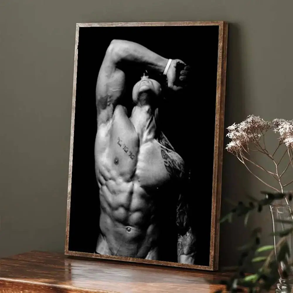 affiches homme musclé ailes zyzz veni vidi vici noir blanc moderne minimaliste papier cadre