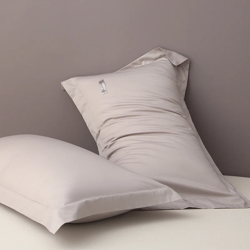 taies d'oreiller coton égyptien bleu texture satinée moderne 30x50cm 40x60cm 48x74cm 2pièces