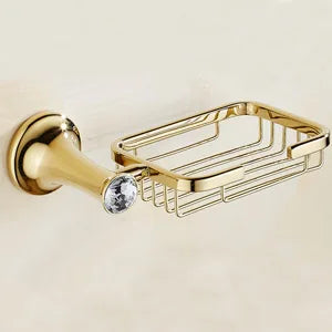 Accessoires salle bain or cristal moderne porte savon support papier toilette porte serviettes mural