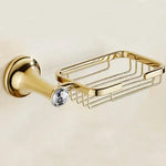 Accessoires salle bain or cristal moderne porte savon support papier toilette porte serviettes mural