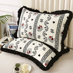 taies d'oreiller polyester motif floral vintage blanc noir adhésif respectueux environnement simple casa lot