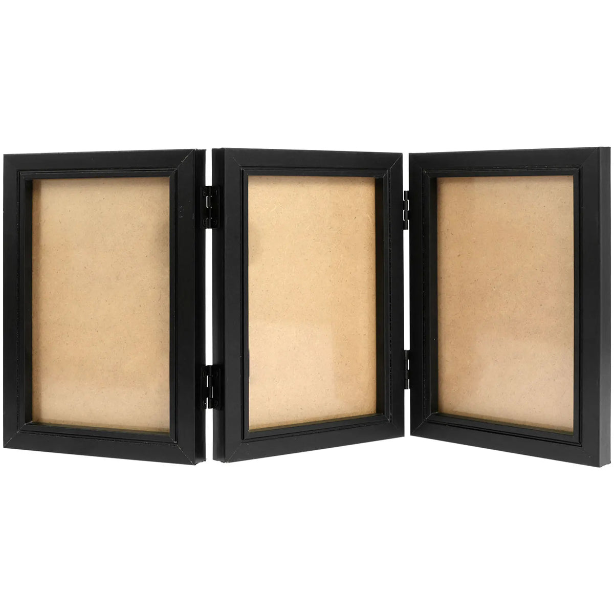 cadre photo pliable triple verre transparent charnières modernes noir bois clair minimaliste