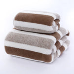 serviettes rayées absorbantes bain visage rapide douces moderne vert gris blanc rose marron crochets