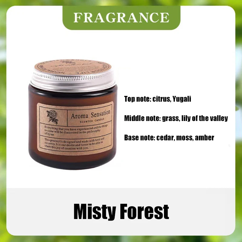 bougie parfumée soja sans fumée aromathérapie forme coupe marron clair étiquette blanche minimaliste hand