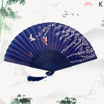 éventail traditionnel rouge fleurs oiseaux tassel noir blanc violet bleu floral