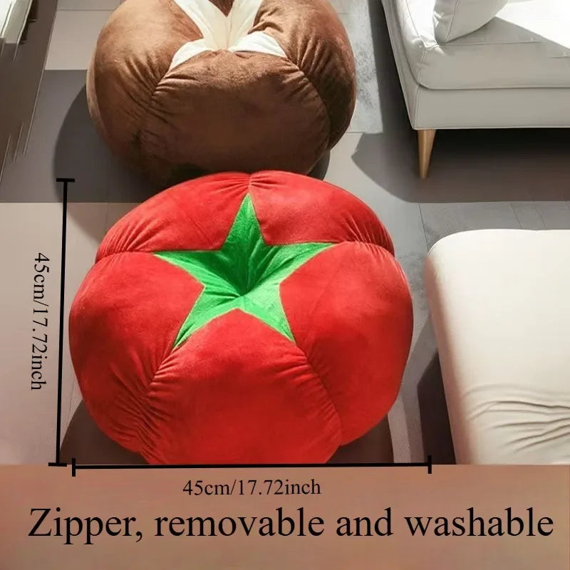 coussin moderne rond tomate rouge motif fleur blanche polyester coton lavable lit adulte 45cm