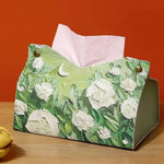 boîte mouchoirs moderne fleurs décorative rose blanche bleue verte jaune