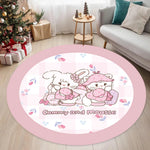 tapis rond dessin animé chats mignons pois blancs rose salon chambre antidérapant polyester