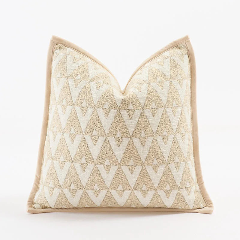 housse coussin carré polyester géométrique moderne beige clair foncé suspension Jacquard décoration maison commerciale