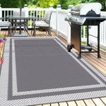 tapis extérieur polypropylène moderne gris blanc motif géométrique simple hand washing patio camping
