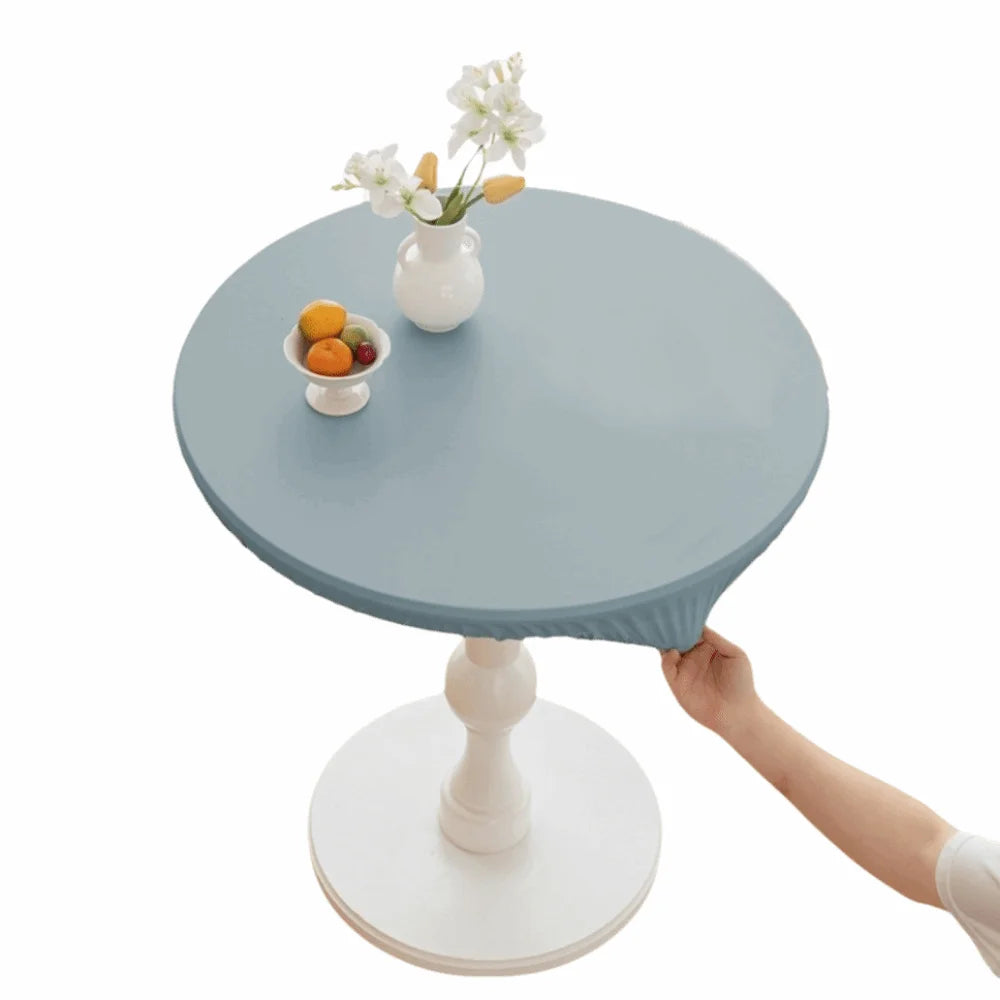 housse table moderne 60cm 80cm vert clair bleu beige élastique polyester resistant