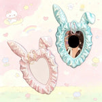 miroir décoratif rose satiné fronces coeur porte clés photo props support carte mignon
