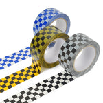 ruban adhésif carré damier bleu jaune noir blanc moderne bricolage travail bois packaging fournitures