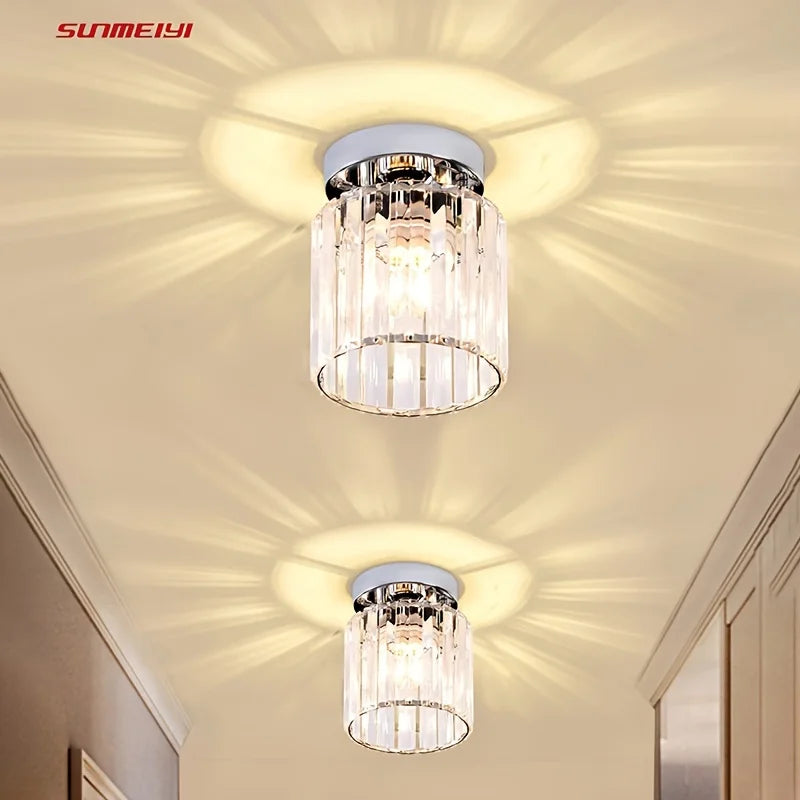 lampe moderne transparente strass argentée élégante éclairage quotidien verre métal